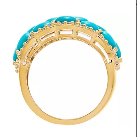 Sleepy beauty turquoise cabochon 14k Gold ring size 10 - Picture 3 of 16